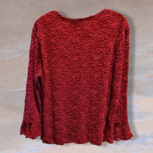 Dress Barn red top , sz Med, EUC - Picture 2 of 4